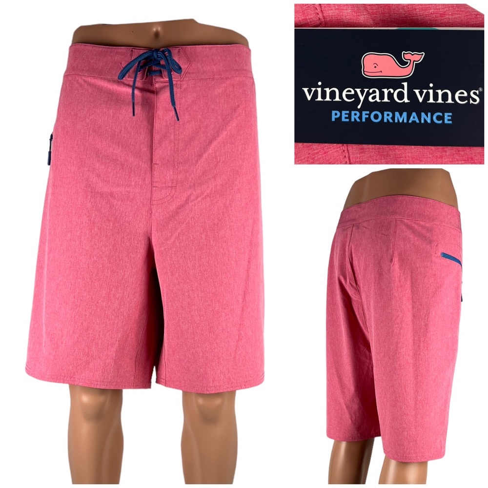 Vineyard Vines Mens 40 X 9” Boardshort Pink Heathered Stretch Performance NWT